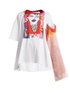 Matchesfashion.com Matty Bovan - Printed Patchwork Panelled Jersey T Shirt - Womens - White Multi