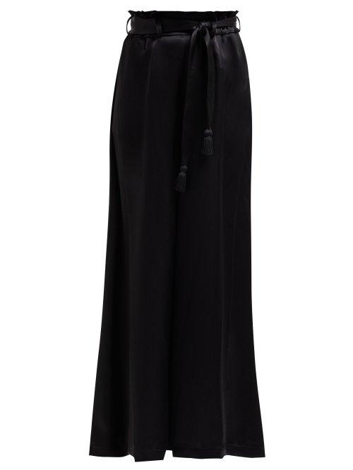 Matchesfashion.com Osman - Satin High Rise Trousers - Womens - Black