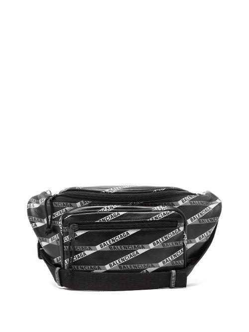 Matchesfashion.com Balenciaga - Explorer Printed Leather Belt Bag - Womens - Black Grey