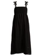 Matchesfashion.com Marysia - Broderie Anglaise Cotton Midi Dress - Womens - Black