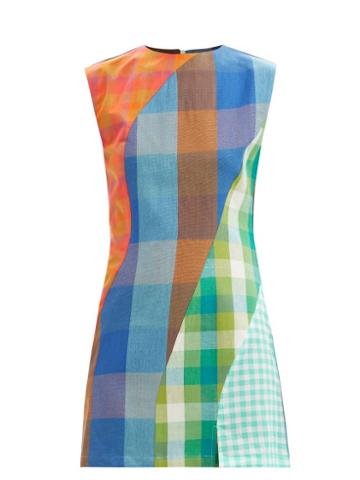 Rave Review - Panelled Checked Cotton-canvas Dress - Womens - Multi