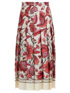 Matchesfashion.com Gucci - Alsacienne Print Pleated Silk Skirt - Womens - Pink Multi