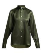 Matchesfashion.com Connolly - Silk Satin Shirt - Womens - Dark Green
