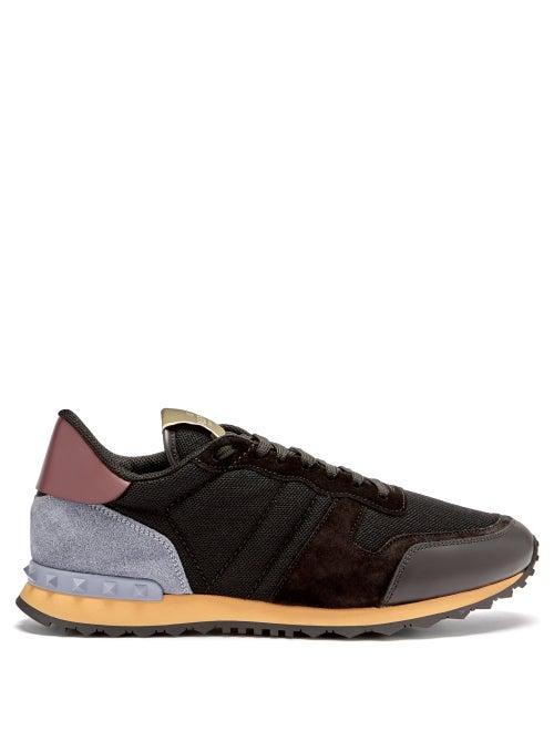 Matchesfashion.com Valentino Garavani - Rockrunner Mesh And Suede Trainers - Mens - Black Multi