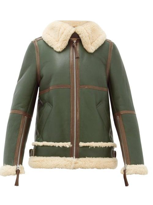 Matchesfashion.com Acne Studios - Shearling Leather Aviator Jacket - Womens - Khaki
