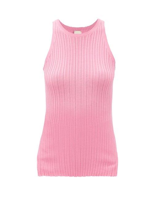 Petar Petrov - Teo Ribbed-knit Silk Tank Top - Womens - Pink