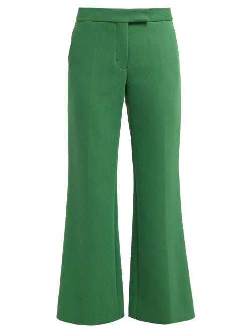 Matchesfashion.com Marina Moscone - Kick Flare Twill Trousers - Womens - Green