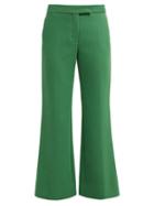 Matchesfashion.com Marina Moscone - Kick Flare Twill Trousers - Womens - Green