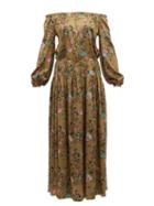 Matchesfashion.com Adriana Iglesias - Creek Floral Print Silk Blend Satin Maxi Dress - Womens - Brown Multi