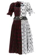 Chopova Lowena - Clam Flocked Belted Cotton Dress - Womens - Red Multi