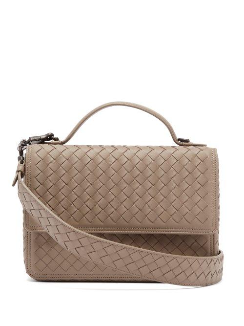 Matchesfashion.com Bottega Veneta - Intrecciato Woven Leather Satchel - Womens - Grey
