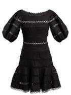 Matchesfashion.com Zimmermann - Bowie Polka Dot Embroidered Linen Blend Dress - Womens - Black