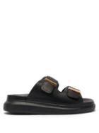 Matchesfashion.com Alexander Mcqueen - Double-strap Leather Sandals - Womens - Black Gold