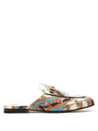 Gucci Princetown Floral-print Backless Loafers