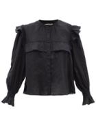 Isabel Marant Toile - Elatedy Ruffled Linen Blouse - Womens - Black