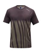 Soar - Tech 3.0 Stripe-print Recycled Nylon-blend T-shirt - Mens - Black Brown