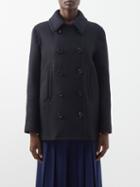Marni - Frayed-edge Felted Wool Peacoat - Womens - Black
