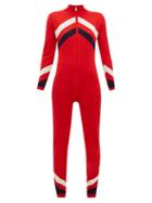 Matchesfashion.com Perfect Moment - Chevron Striped Merino Wool Knitted Jumpsuit - Womens - Red