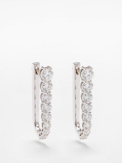 Melissa Kaye - Aria Diamond & 18kt White-gold Earrings - Womens - Gold Multi