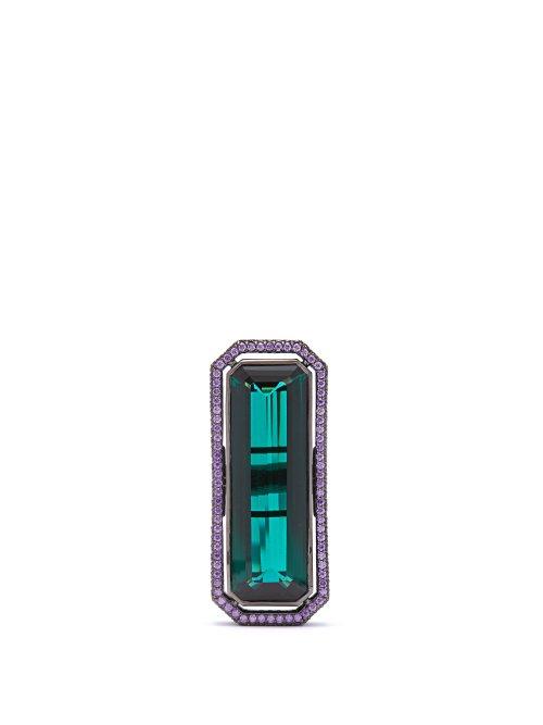 Matchesfashion.com Lynn Ban - Sapphire, Tourmaline & Rhodium Plated Ring - Womens - Green