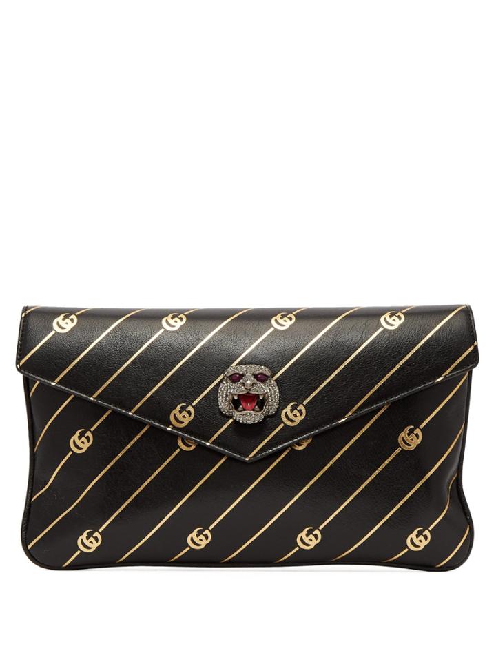 Gucci Broadway Gg-embossed Leather Clutch