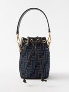 Fendi - Mon Tresor Mini Logo-tapestry Bucket Bag - Womens - Navy