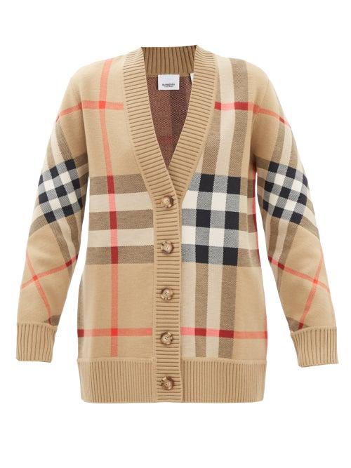 Burberry - Caragh Checked Knitted Cardigan - Womens - Beige