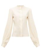 Matchesfashion.com Lemaire - Balloon-sleeve Silk-blend Shirt - Womens - Cream