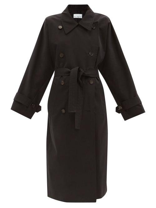 Raey - Batwing-sleeve Organic-cotton Trench Coat - Womens - Black