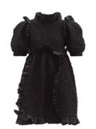 Matchesfashion.com Cecilie Bahnsen - Lotta Ruffled Cotton-blend Mini Dress - Womens - Black