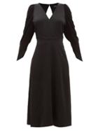 Matchesfashion.com Atlein - Draped Jersey And Satin Midi Dress - Womens - Black