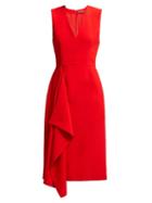 Matchesfashion.com Alexander Mcqueen - Waterfall Draped Crepe Midi Dress - Womens - Red