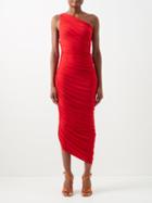 Norma Kamali - Diana One-shoulder Gathered Jersey Gown - Womens - Red