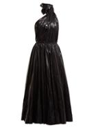 Matchesfashion.com Calvin Klein 205w39nyc - Tie Neck Nylon A Line Dress - Womens - Black