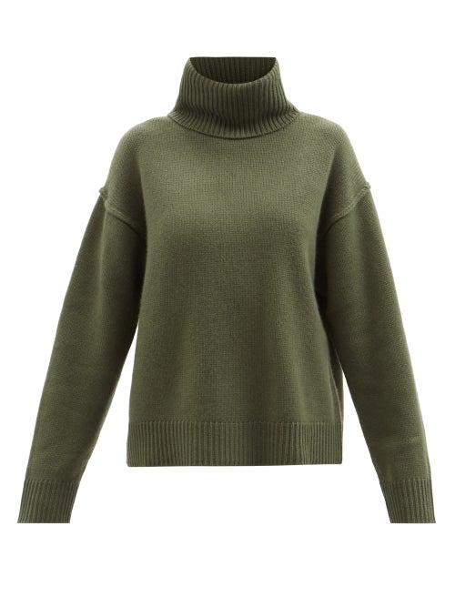 Allude - Wool-blend Roll-neck Sweater - Womens - Khaki