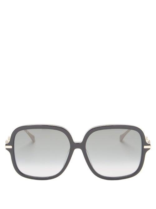 Matchesfashion.com Gucci - Horsebit Butterfly Acetate Sunglasses - Womens - Black