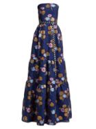 Matchesfashion.com Peter Pilotto - Tiered Floral Fil Coup Cloqu Gown - Womens - Navy Multi