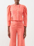 Batsheva - Kat Faux-pearl Embellished Moir Jacket - Womens - Dark Pink