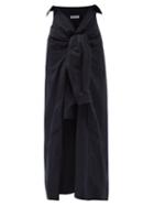 Matchesfashion.com Balenciaga - Tie-waist Cotton-poplin Maxi Skirt - Womens - Navy