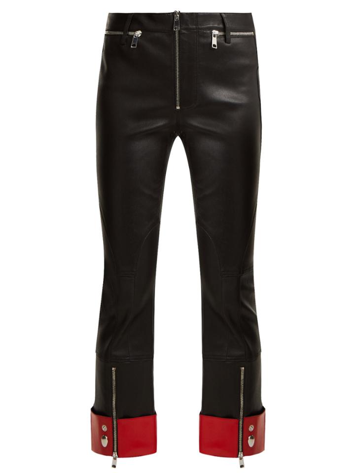 Alexander Mcqueen Cropped Leather Biker Trousers