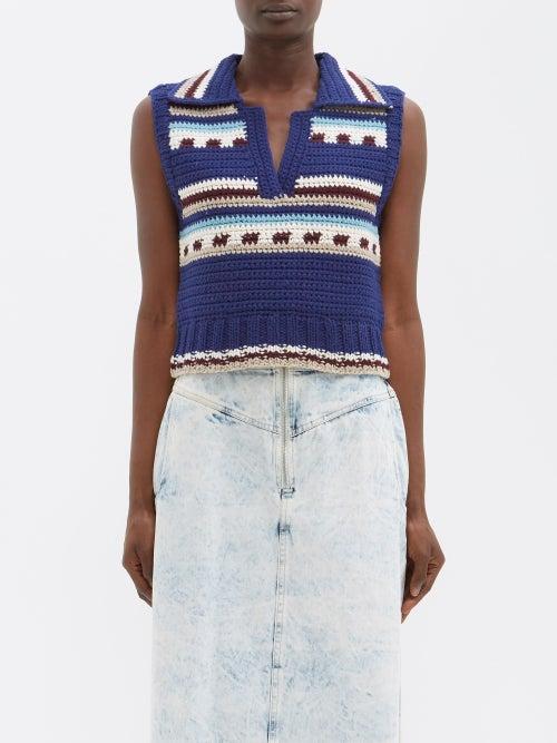 Sea - Sutton Crocheted-merino Sweater Vest - Womens - Blue