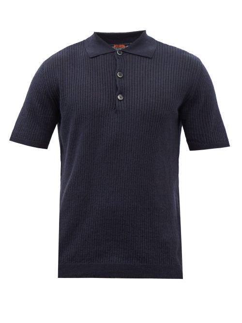 Barena Venezia - Ratina Ribbed Linen-blend Polo Shirt - Mens - Navy
