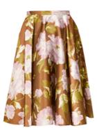 Matchesfashion.com Rochas - Floral Print Satin Skirt - Womens - Green Multi