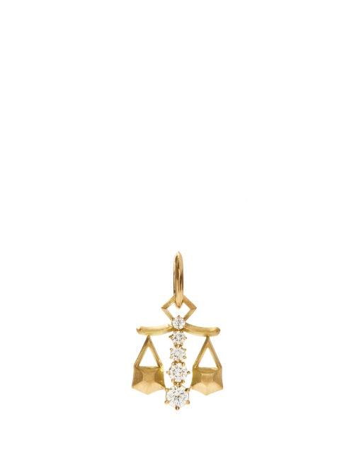 Matchesfashion.com Jade Trau - Libra Diamond & 18kt Gold Zodiac Charm - Womens - Yellow Gold