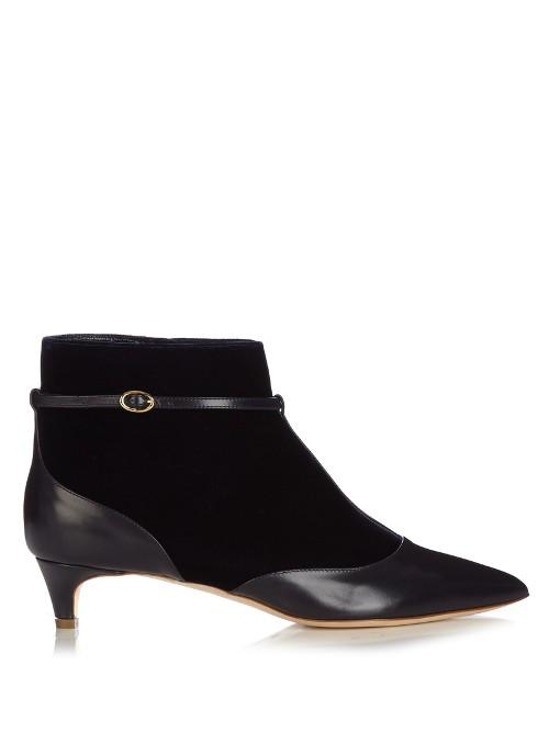 Rupert Sanderson Dawn Velvet And Leather Ankle Boots