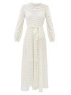 Matchesfashion.com Zimmermann - Brighton Tie-waist Broderie-anglaise Dress - Womens - Beige