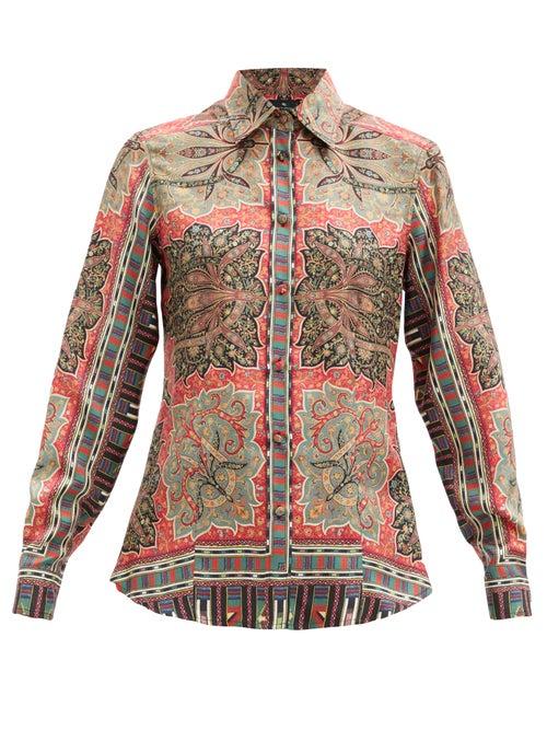 Matchesfashion.com Etro - Paisley-print Silk-satin Blouse - Womens - Red Multi