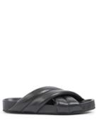 Matchesfashion.com Jil Sander - Nappa Padded Crossover Leather Slides - Womens - Black