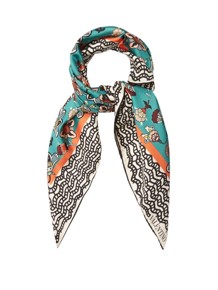 Valentino Framed Floral-print Scarf