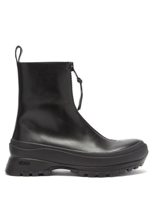 Ladies Shoes Jil Sander - Exaggerated-sole Zipped Leather Boots - Womens - Black